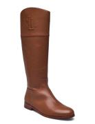 Justine Burnished Leather Riding Boot Lange Støvler Brown Lauren Ralph Lauren