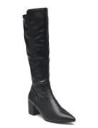 Biadevived Stretch Knee High Boot Smooth Faux Leather Lange Støvler Black Bianco