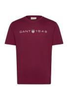 Printed Graphic Ss T-Shirt Tops T-Kortærmet Skjorte Burgundy GANT