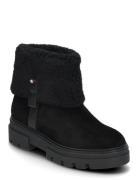 Faux Fur Suede Roll-Down Boot Shoes Boots Ankle Boots Ankle Boots Flat Heel Black Tommy Hilfiger