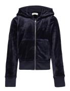 Velour Zip Hoodie Tops Sweatshirts & Hoodies Hoodies Navy GANT