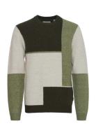 Pullover Tops Knitwear Round Necks Green Blend