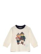 Polo Bear Cotton Long-Sleeve Tee Tops T-shirts Long-sleeved T-Skjorte Cream Ralph Lauren Baby