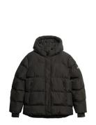 Hooded 5 Baffle Sports Puffer Foret Jakke Black Superdry