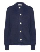 Patrisia Solid Knit Cardigan Tops Knitwear Cardigans Navy A-View