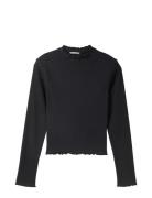 Cropped Rib Longsleeve Tops T-shirts Long-sleeved T-Skjorte Black Tom Tailor