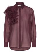 Cmbluebell-Frill-Shirt Tops Shirts Long-sleeved Burgundy Copenhagen Muse