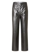 Slfcora Mw Leather Pant Bottoms Trousers Leather Leggings-Bukser Silver Selected Femme