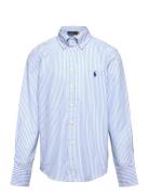 Striped Cotton Poplin Shirt Tops Shirts Long-sleeved Shirts Blue Ralph Lauren Kids