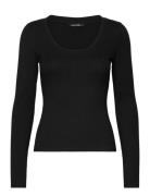 Long Sleeve Round Neck Top Tops T-shirts & Tops Long-sleeved Black Monki