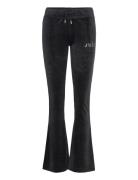 Lisa Regal Velour Straight Leg Track Pant Bottoms Trousers Joggers Black Juicy Couture