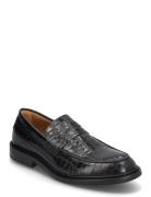 Slhcarter Leather Low Penny Loafer Loafers Flade Sko Black Selected Homme