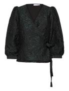 Slfsiv-Paula 3/4 Wrap Top D2 Tops Blouses Long-sleeved Black Selected Femme