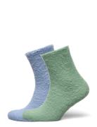 2P Ino Solid Fluffy Socks Lingerie Socks Regular Socks Green Hunkemöller