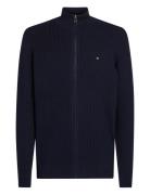 Herringb Structure Zip Thru Tops Knitwear Full Zip Jumpers Navy Tommy Hilfiger