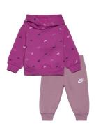 Nike Sportswear Printed Fleece Pullover And Pants Set Sets Sweatsuits Purple Nike