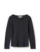 Wool T-Shirt L/S Alfie Tops T-shirts Long-sleeved T-Skjorte Navy Wheat