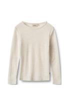 Wool T-Shirt L/S Alfie Tops T-shirts Long-sleeved T-Skjorte Cream Wheat