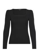 Stretch Cotton Ribbed Puff-Sleeve Tee Tops T-shirts & Tops Long-sleeved Black Lauren Ralph Lauren