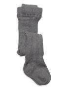 Cable Knitted Stockings Grey Melange Tights Grey Geggamoja