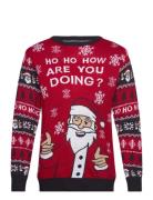 Ho Ho How You Doin' Sweater Tops Knitwear Round Necks Red Christmas Sweats