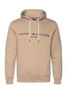 Tommy Logo Hoody Tops Sweatshirts & Hoodies Hoodies Beige Tommy Hilfiger