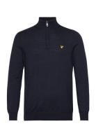 Cotton Merino Quarter Zip Jumper Tops Knitwear Half Zip Jumpers Navy Lyle & Scott