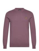 Cotton Merino Crew Neck Jumper Tops Knitwear Round Necks Purple Lyle & Scott