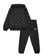 Nike Sportswear Printed Fleece Pullover And Pants Set Sport Sweatsuits Black Nike