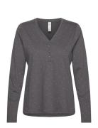 Henley Top Aop Dots Top Grey Lindex