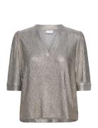 Top With Puf Sleeves Tops Blouses Short-sleeved Silver Coster Copenhagen