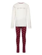 Ls Pj Legging Print Set Pyjamassæt White Tommy Hilfiger