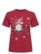 Onlxmas Life Yrsa Christmas S/S Top Jrs Tops T-shirts & Tops Short-sleeved Red ONLY