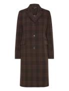 Plaid Wool-Blend Reefer Coat Uldfrakke Frakke Brown Lauren Ralph Lauren