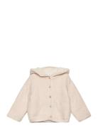 Cardigan With Stitched Sheepskin Lining Tops Knitwear Cardigans Beige Mango