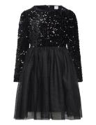 Dress L S Sequins Velvet Top A Dresses & Skirts Dresses Partydresses Black Lindex