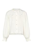 Embroidered Detail Shirt Tops Blouses & Tunics White Mango