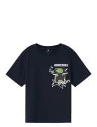 Nkmodet Minecraft Ss Nreg Top Box Bfu Tops T-Kortærmet Skjorte Navy Name It