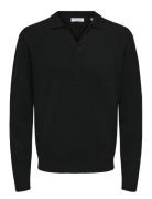 Onsraymond Reg 12 Resort Knit Tops Polos Long-sleeved Black ONLY & SONS