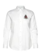 Classic Fit Beaded-Crest Shirt Tops Shirts Long-sleeved White Lauren Ralph Lauren