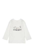 Embroidered Details Print T-Shirt Tops T-shirts Long-sleeved T-Skjorte White Mango