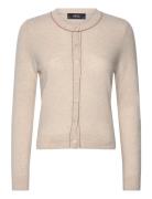 Wool Cardigan With Decorative Stitching Tops Knitwear Cardigans Beige Mango