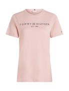 Reg Corp Logo C-Nk Ss Tops T-shirts & Tops Short-sleeved Pink Tommy Hilfiger