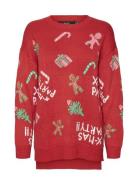 Vmxmasparty Ls H/L O-Neck Pull. Xmas Exc Tops Knitwear Jumpers Red Vero Moda