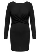 Carqueen L/S Glitter Twist Dress Jrs Bf Kort Kjole Black ONLY Carmakoma