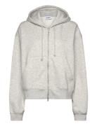 Essence Boxy Zip Hoodie Tops Sweatshirts & Hoodies Hoodies Grey Weekday