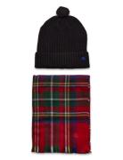 Logo Jacquard Scarf & Beanie Set Accessories Headwear Beanies Red Lauren Ralph Lauren