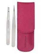 Petite Tweeze Set With Pink Case Beauty Women Makeup Face Makeup Tools Silver Tweezerman