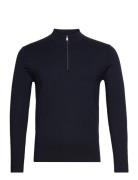 Man Half Zip Designers Knitwear Half Zip Jumpers Navy Davida Cashmere