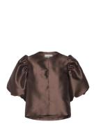 Cleo Pouf Sleeve Blouse Designers Blouses Short-sleeved Brown Malina